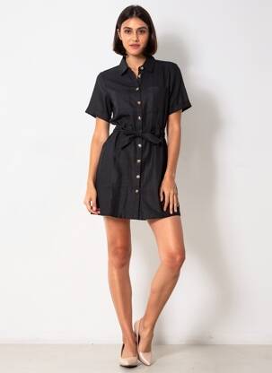 Rochie scurtă mâneci scurte mâneci scurte negru LA PETITE ETOILE femeie