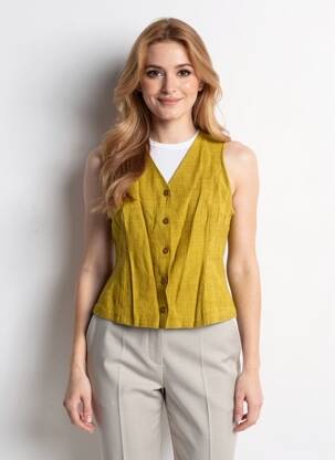 Vestă fără mâneci croială cambrată verde NICE THINGS femeie