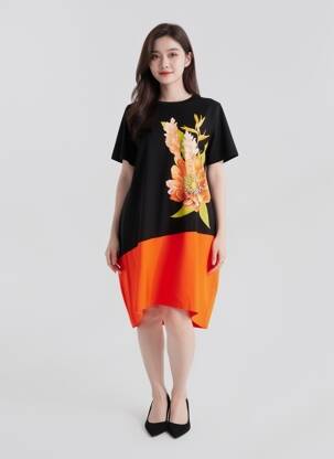 Rochie midi mâneci scurte mâneci scurte negru FLY OUT femeie
