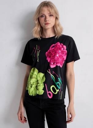 Tricou elasticitate mâneci scurte negru FLY OUT femeie