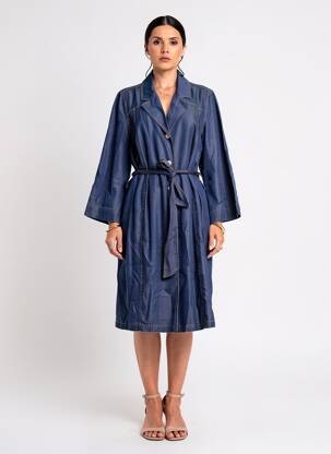 Rochie midi mâneci 3/4 mâneci 3/4 albastru NUMPH femeie