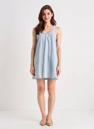 Rochie scurtă fără mâneci fără mâneci albastru LA PETITE FRANCAISE femeie