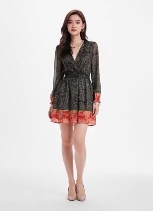 Rochie scurtă mâneci lungi mâneci lungi negru LA PETITE FRANCAISE femeie
