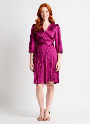 Rochie midi mâneci 3/4 mâneci 3/4 violet LA PETITE ETOILE femeie