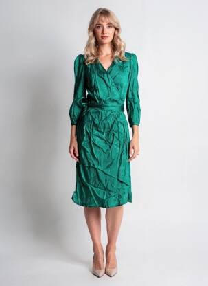 Rochie midi mâneci 3/4 mâneci 3/4 verde LA PETITE ETOILE femeie