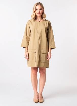 Rochie scurtă mâneci 3/4 mâneci 3/4 maro LA PETITE ETOILE femeie