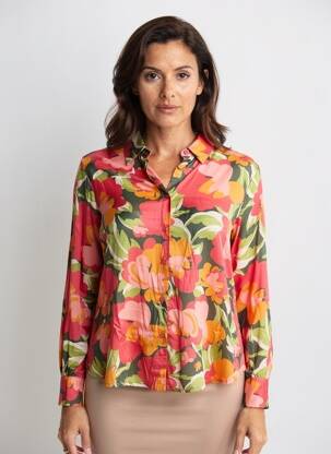 Cămașă imprimeu floral mâneci lungi portocalie KANOPE femeie