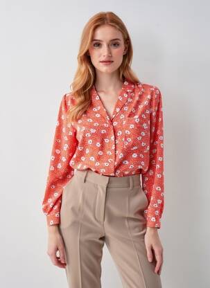 Cămașă imprimeu floral mâneci lungi roșu ANDY & LUCY femeie