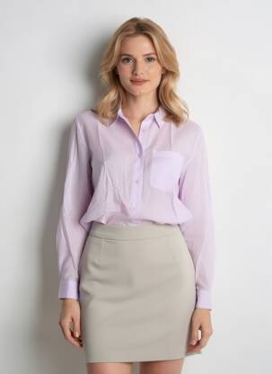 Cămașă țesătură poplin mâneci lungi violet LA PETITE ETOILE femeie
