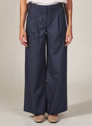 Pantalon larg țesătură poplin mărime normală albastru ZILCH femeie