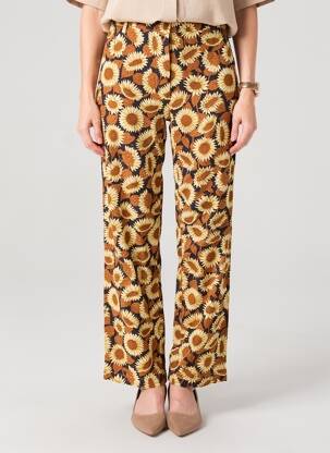 Pantalon drept țesătură poplin mărime normală maro NICE THINGS femeie