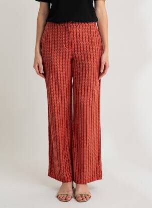 Pantalon drept țesătură crep talie înaltă portocalie NICE THINGS femeie