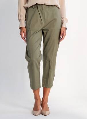 Pantalon 7/8 talie elastică mărime normală verde NEW HAO MAI femeie