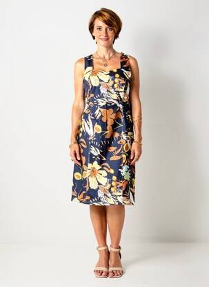 Rochie midi imprimeu floral fără mâneci albastru GUY DUBOUIS femeie