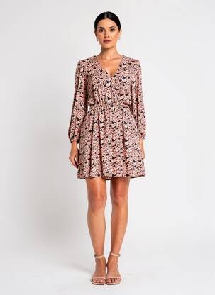 Rochie scurtă mâneci lungi mâneci lungi roz C'EST BEAU LA VIE femeie