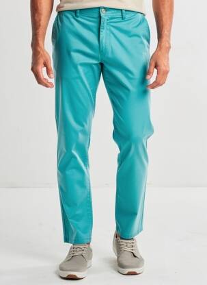 Pantalon chino țesătură poplin mărime normală albastru DELAHAYE bărbat