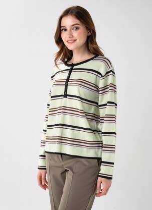 Pulover croială cambrată mâneci lungi verde ARTLOVE femeie