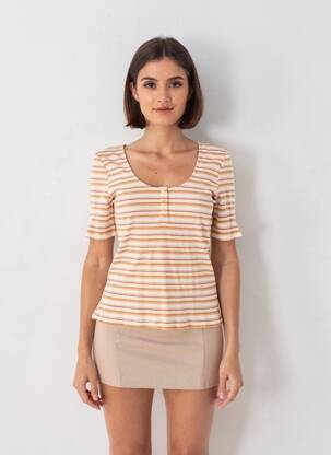 Tricou elasticitate mâneci scurte portocalie ARTLOVE femeie