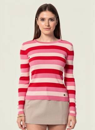 Pulover elasticitate mâneci lungi roz LA PETITE ETOILE femeie