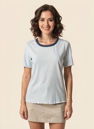 Tricou elasticitate mâneci scurte albastru NUMPH femeie