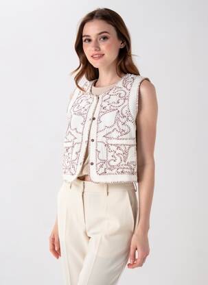 Vestă fără mâneci croială dreaptă bej LA PETITE ETOILE femeie