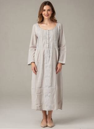 Rochie lungă mâneci lungi mâneci lungi gri BELLAWAY femeie