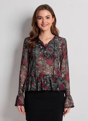 Top mâneci lungi mâneci lungi negru BELLAWAY femeie
