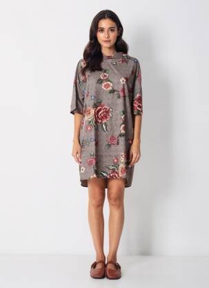 Rochie scurtă mâneci scurte mâneci scurte maro ANTONELLO SERIO femeie