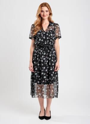 Rochie midi croială fluidă mâneci scurte negru NAS.TY CO' femeie