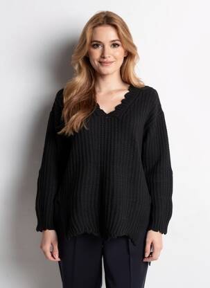 Pulover croială cambrată mâneci lungi negru MARYLEY femeie