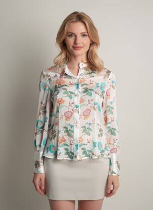 Cămașă imprimeu floral mâneci lungi alb CHARLIE JOE femeie