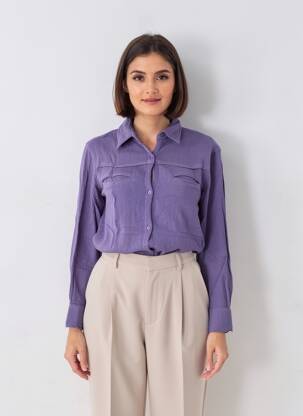 Cămașă croială cambrată mâneci lungi violet CHARLIE JOE femeie