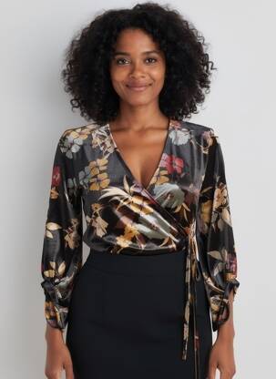Top croială cambrată mâneci 3/4 negru ANGELA DAVIS femeie