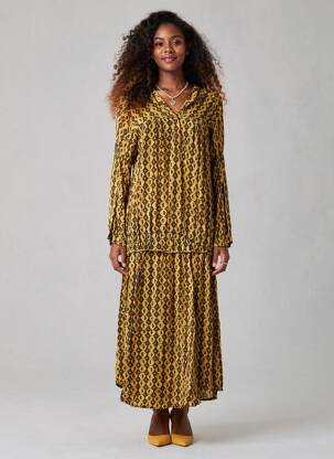 Rochie lungă mâneci lungi mâneci lungi galben CHARLIE JOE femeie