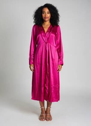 Rochie midi mâneci lungi mâneci lungi roz KING KONG femeie