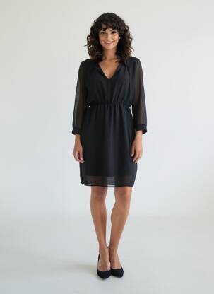 Rochie scurtă mâneci 3/4 mâneci 3/4 negru ANTONELLO SERIO femeie