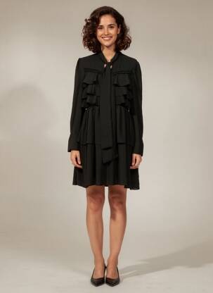 Rochie scurtă mâneci lungi mâneci lungi negru MARYLEY femeie