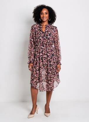 Rochie midi croială fluidă mâneci lungi roșu MARYLEY femeie