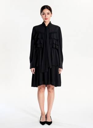 Rochie scurtă mâneci lungi mâneci lungi negru MARYLEY femeie