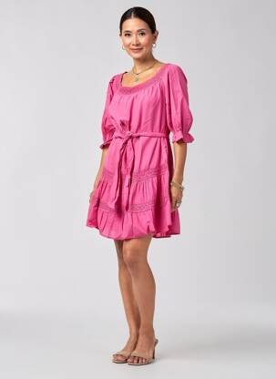 Rochie scurtă mâneci 3/4 mâneci 3/4 roz KING KONG femeie