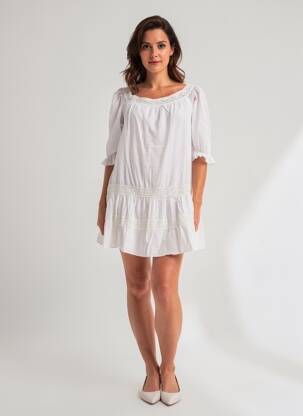 Rochie scurtă mâneci 3/4 mâneci 3/4 alb KING KONG femeie