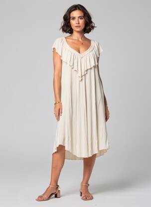 Rochie midi fără mâneci fără mâneci bej BELLAWAY femeie