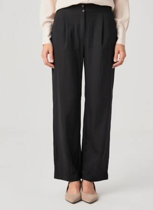Pantalon drept țesătură poplin mărime normală negru CHARLIE JOE femeie