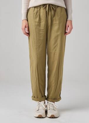 Pantalon drept țesătură poplin mărime normală verde CHARLIE JOE femeie