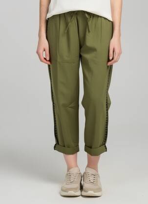 Pantalon 7/8 talie elastică mărime normală verde CHARLIE JOE femeie