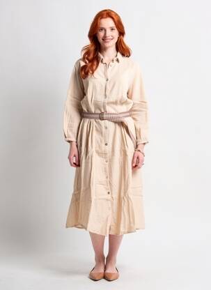 Rochie lungă mâneci lungi mâneci lungi roz LOUIZON femeie