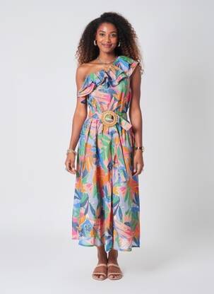 Rochie lungă imprimeu floral fără mâneci albastru LOUIZON femeie