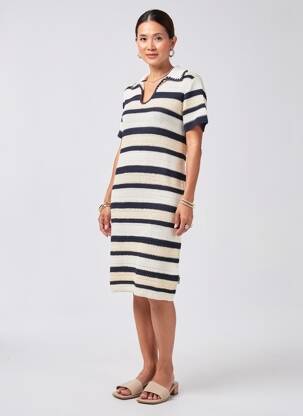 Rochie midi țesătură crep mâneci scurte albastru ARMEDANGELS femeie