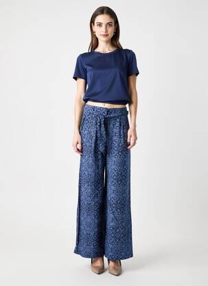 Pantalon larg țesătură poplin talie înaltă albastru PEPE JEANS femeie