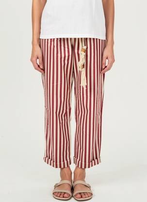 Pantalon drept țesătură poplin mărime normală roșu MARYLEY femeie